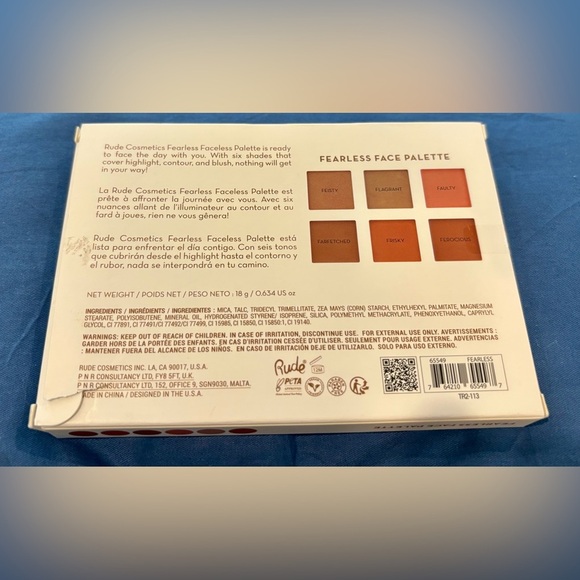 Rude Cosmetics Fearless Face Palette w/6 shades Highlighter, Contour & Blush NIB - Picture 3 of 3